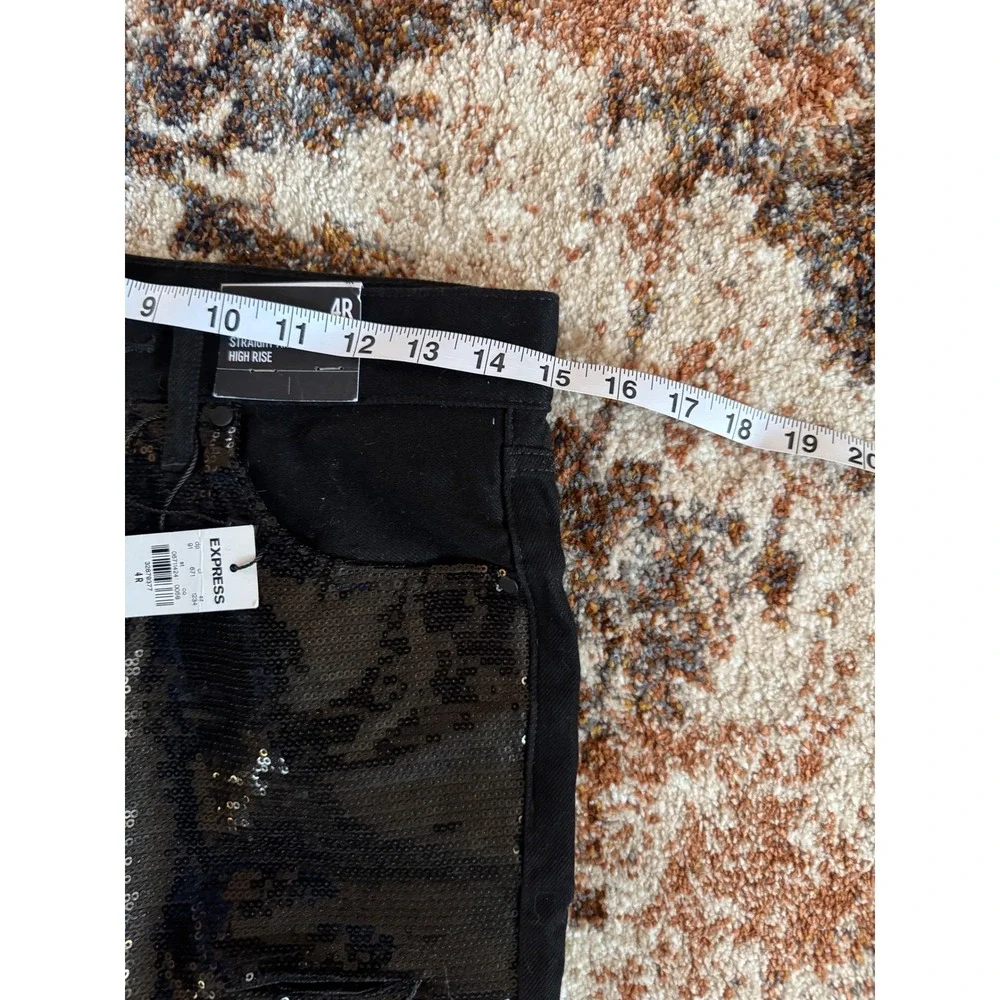 Express Sequin Pants – Sparkly Black Statement Bottoms for Night Out 4R Ankle‎